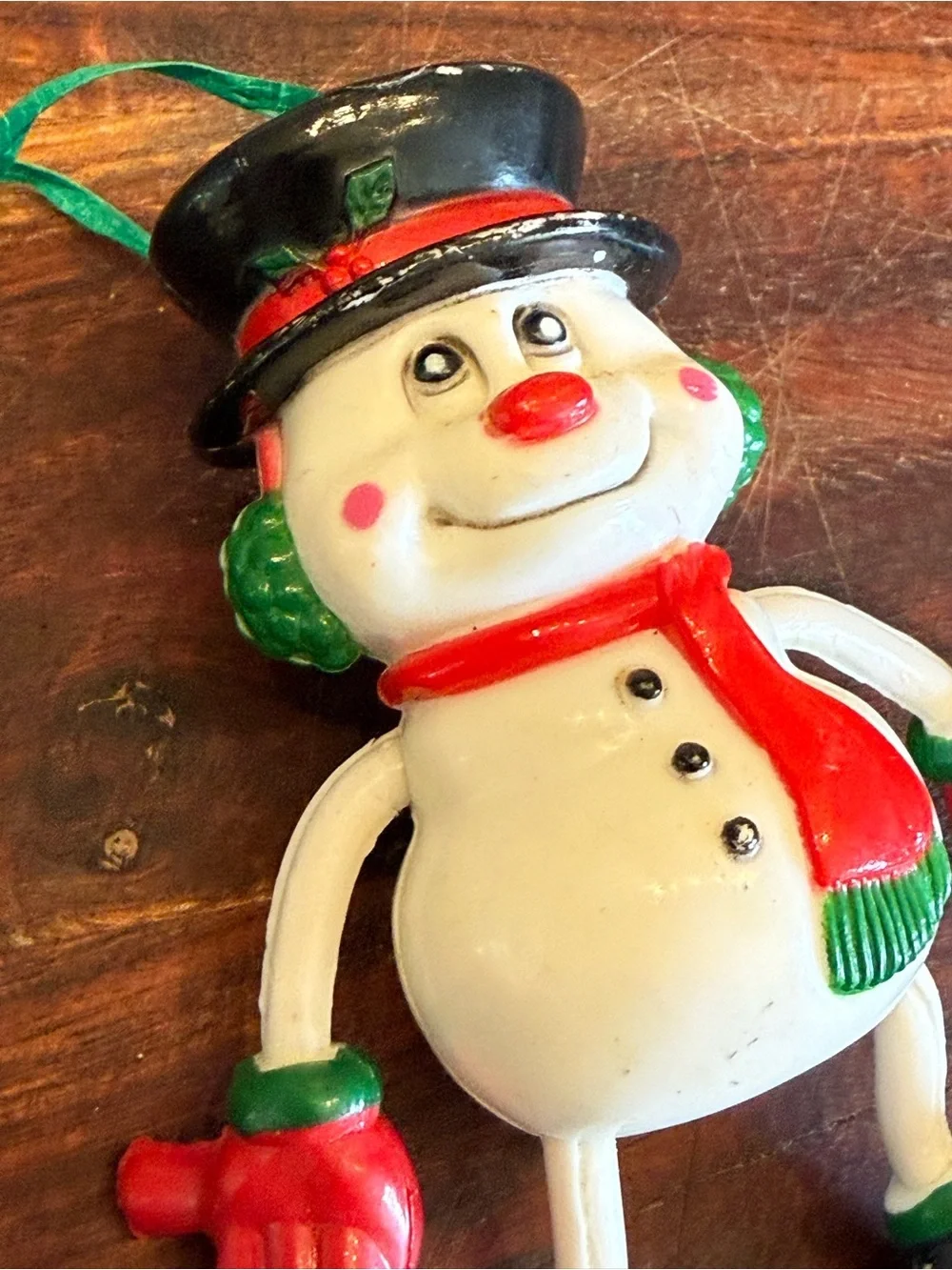 Vintage Easter Unlimited Plastic Snowman Ornament Bendable Frosty Christmas
